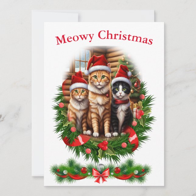 Merry Christmas cats  Animals Invitation (Front)