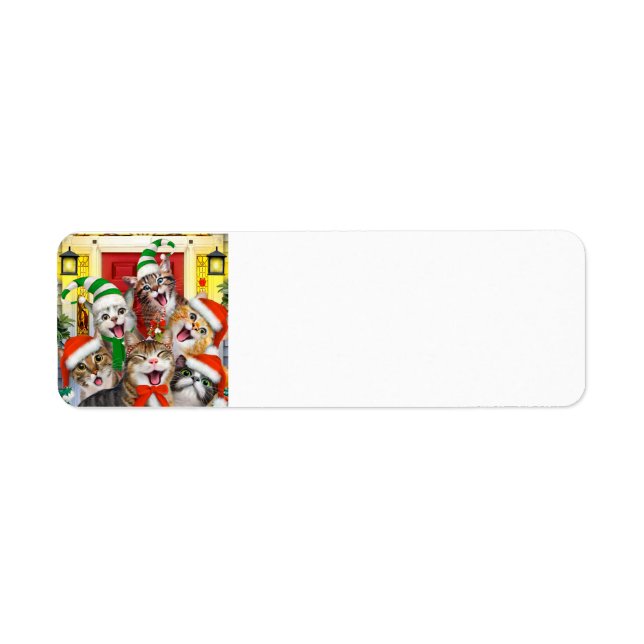 Merry Christmas Cats Holiday address label Return Address Label (Front)