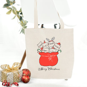 Merry Christmas Cats In Santa Sack   Holidays Tote Bag