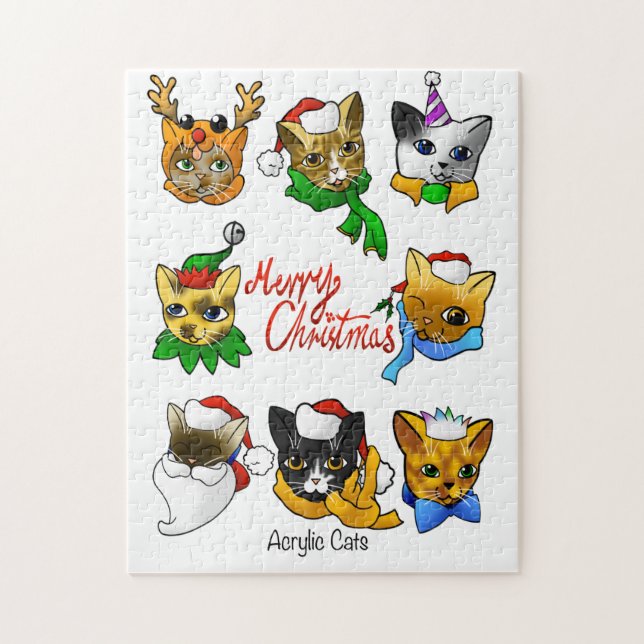 Merry Christmas Cats Jigsaw Puzzle (Vertical)