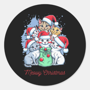 Merry Christmas . Cats Meawy Christmas Classic Round Sticker