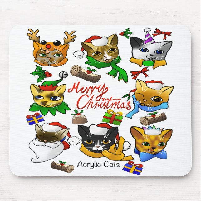 Merry Christmas Cats Mouse Pad (Front)