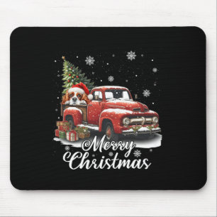 Merry Christmas Cavalier King Charles Dog Riding R Mouse Pad