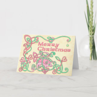 Merry Christmas Celtic hedgehog Holiday Card