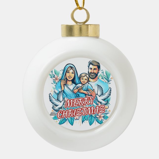 Merry Christmas  Ceramic Ball Christmas Ornament (Front)