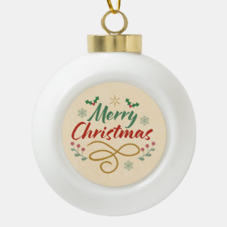 Merry Christmas Ceramic Ball Christmas Ornament