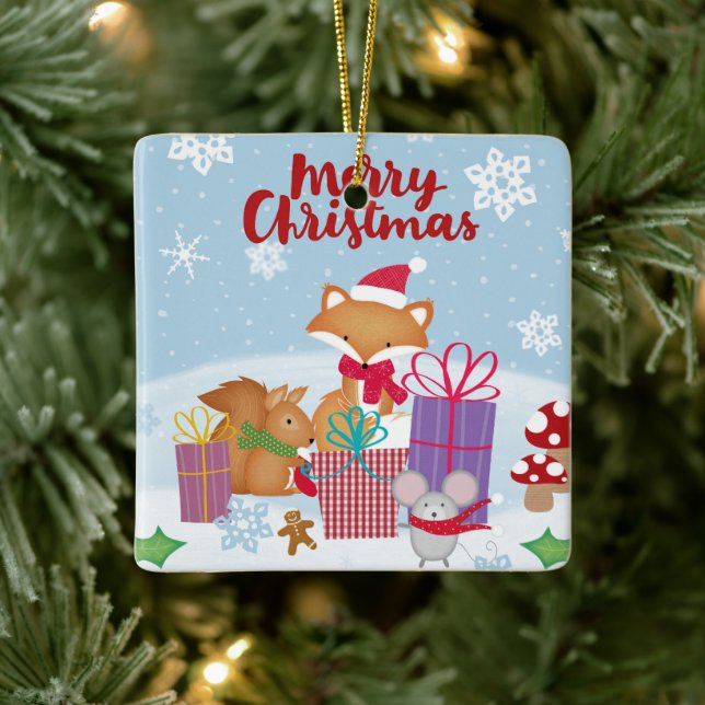 Merry Christmas Ceramic Ornament (Tree)