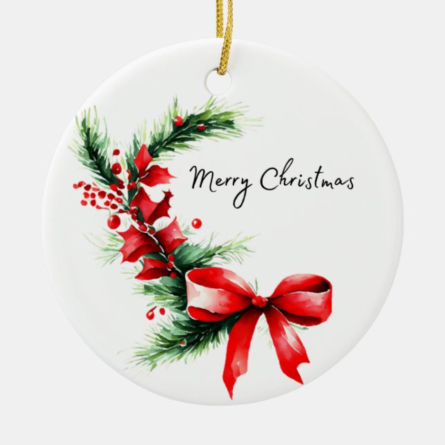 Merry Christmas Ceramic Ornament (Front)