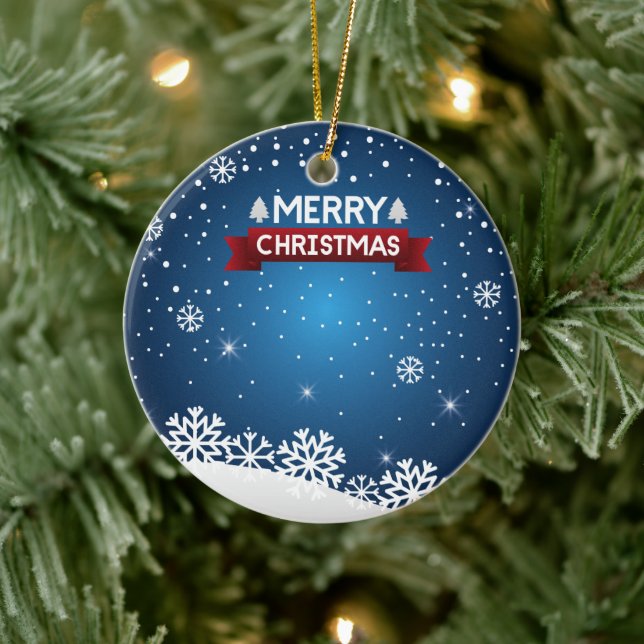 Merry Christmas Ceramic Ornament (Tree)
