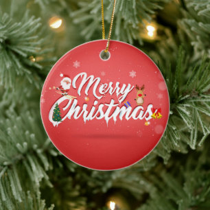 Merry christmas ceramic ornament