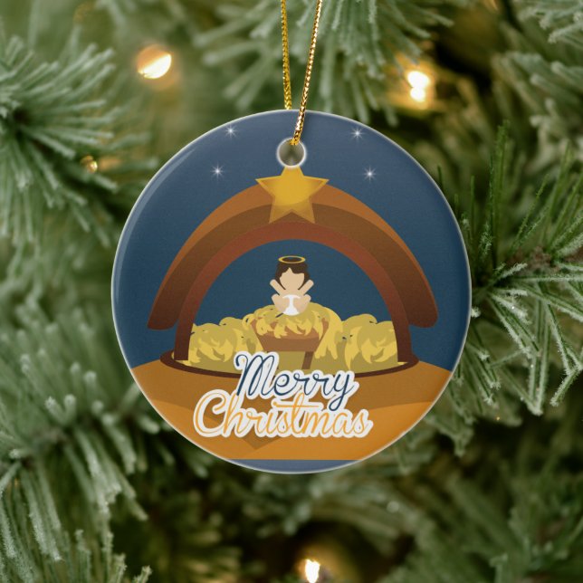 Merry Christmas Ceramic Ornament (Tree)