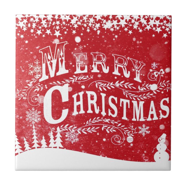 Merry Christmas Ceramic Tile (Front)