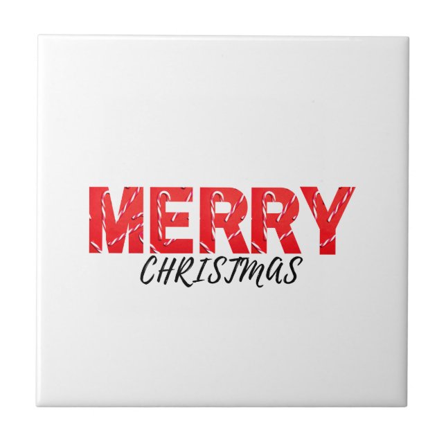 Merry Christmas       Ceramic Tile (Front)