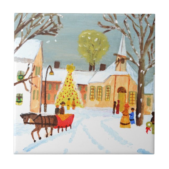 Merry Christmas Ceramic Tile (Front)