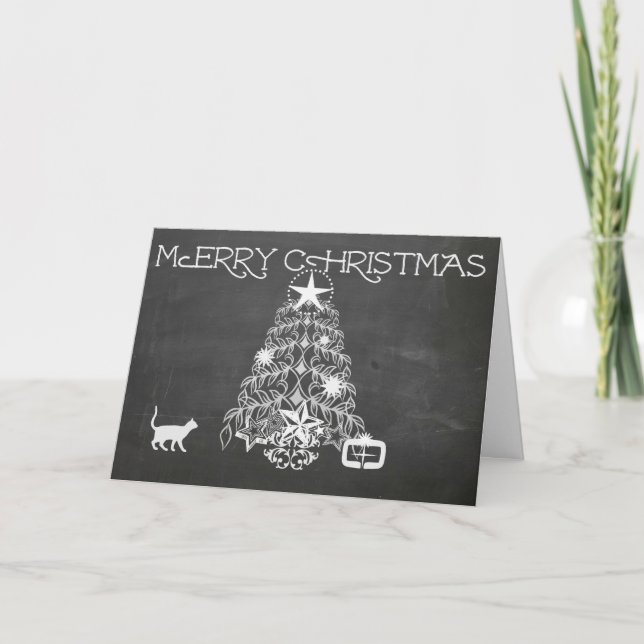 Merry Christmas Chalkboard Card Simple Rustic look (Front)