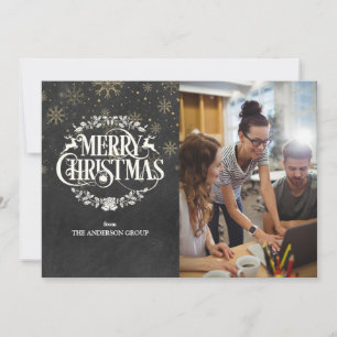 Merry Christmas Chalkboard Corporate Photo Holiday Card