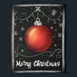 Merry Christmas Chalkboard Customisable Festive Poster<br><div class="desc">Home decor Merry Christmas chalkboard customisable poster featuring personalizable text,  festive red bauble on a chic black and white hand drawn chalkboard background with snowflakes and snow. The perfect festive Christmas poster for decorating your home.</div>