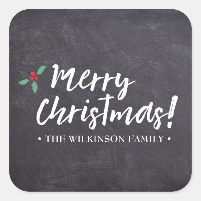 Merry Christmas •Chalkboard • Handlettering Square Sticker (Front)