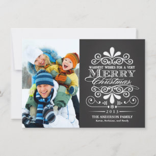 Merry Christmas Chalkboard Holiday Photo Flat Card