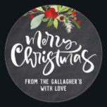 Merry Christmas, Chalkboard Lettering Sticker<br><div class="desc">Personalise these "Merry Christmas" holiday stickers to embellish all your holiday gift wrapping and packaging for baked treats. 
©2022 Copyright,  Dio Perez</div>