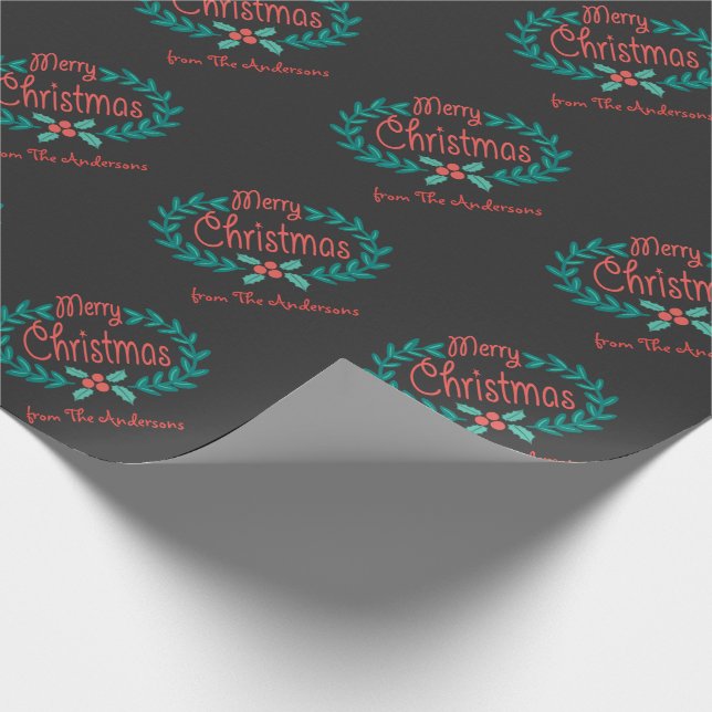 MERRY CHRISTMAS CHALKBOARD PERSONALIZED WRAPPING PAPER (Corner)