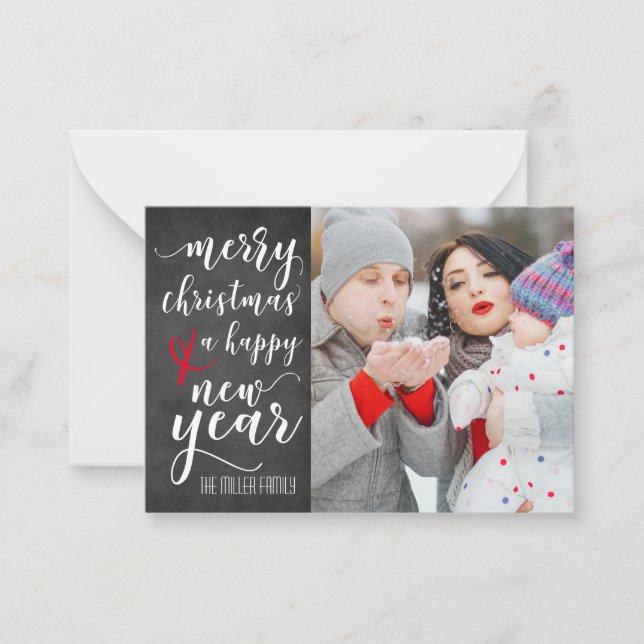 Merry Christmas Chalkboard Photo Greeting Card (Front)