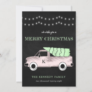 Merry Christmas Chalkboard Vintage Truck Holiday