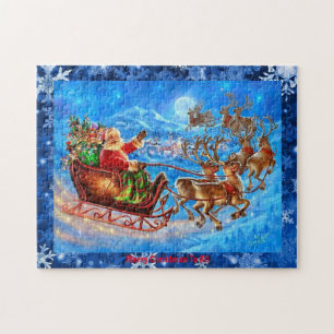 Merry Christmas Challenging Personalize Text Gift Jigsaw Puzzle