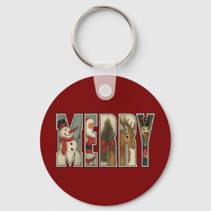 MERRY – Christmas Character Letter Art Key Ring