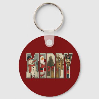 MERRY – Christmas Character Letter Art Key Ring
