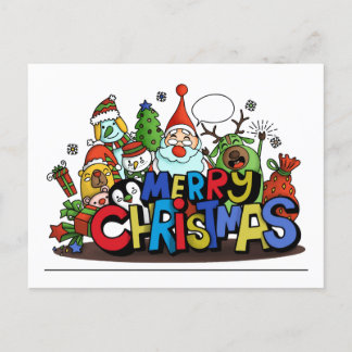 Merry Christmas Characters Holiday Postcard