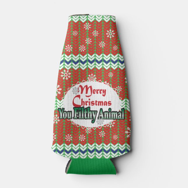 Merry Christmas Cheerful bottle cooler (Front)