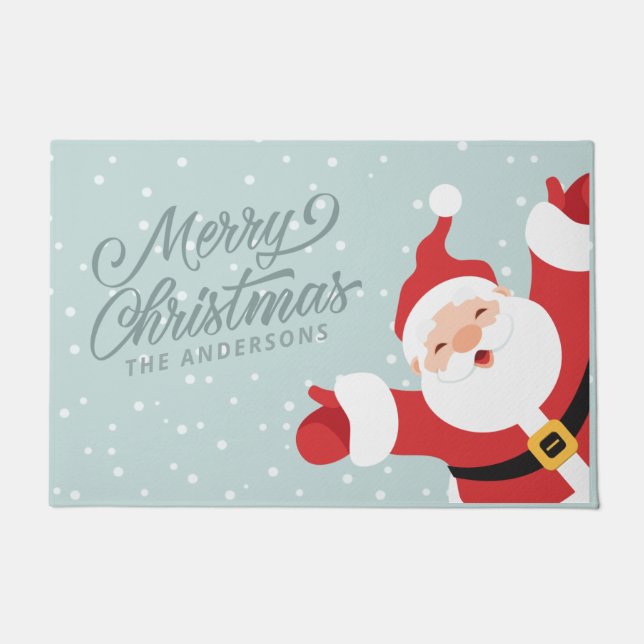 Merry Christmas Cheerful Santa | Doormat (Front)
