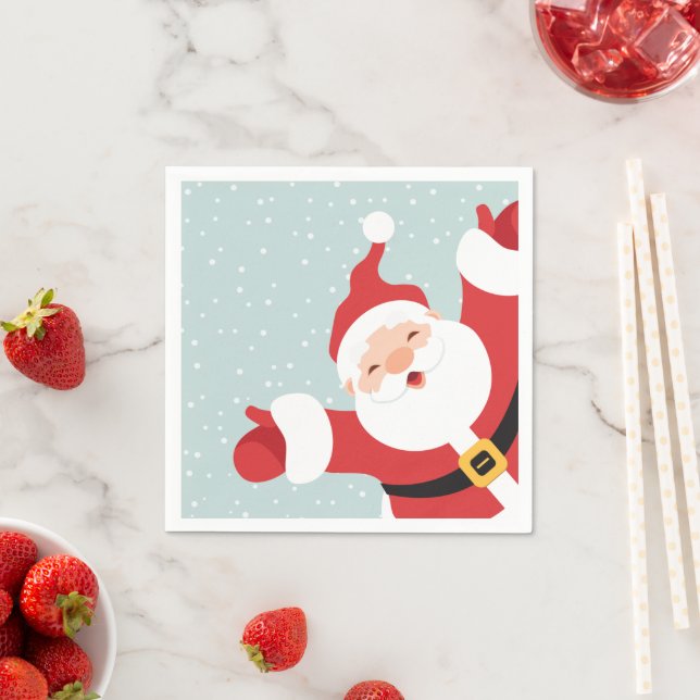 Merry Christmas Cheerful Santa | Napkin (Insitu)