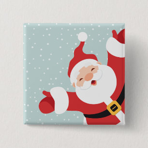 Merry Christmas Cheerful Santa   Pin Button