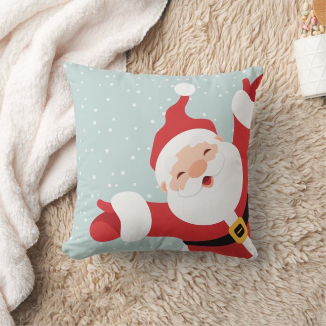 Merry Christmas Cheerful Santa | Throw Pillow (Blanket)