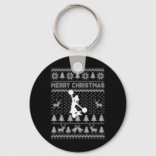 Merry Christmas Cheerleading Girl Lover Ugly Xmas  Key Ring