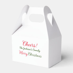 merry christmas cheers add family name text photo favour box