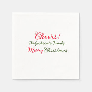 merry christmas cheers add family name text photo  napkin