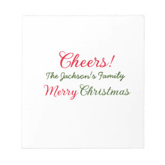 merry christmas cheers add family name text photo  notepad