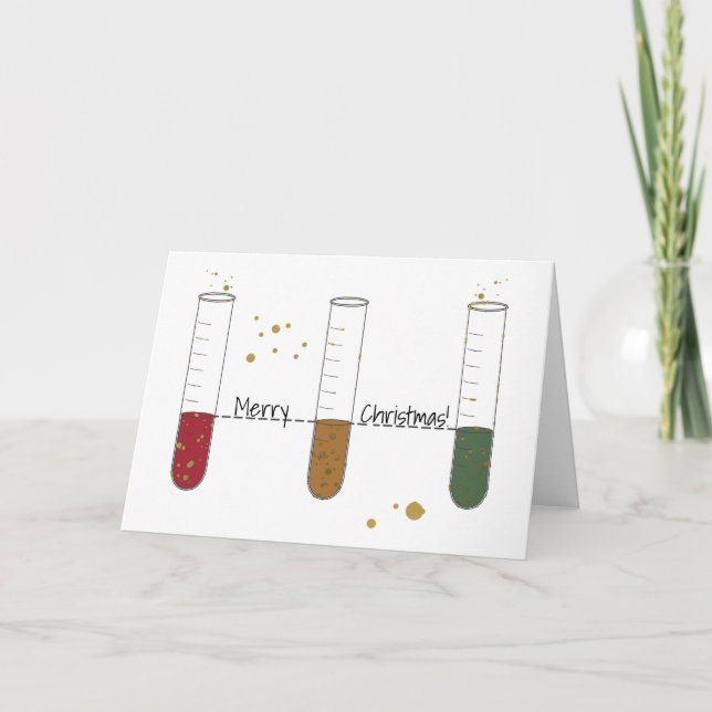 Merry Christmas Chem Science Test Tube Lab Teacher Holiday Card (Front)