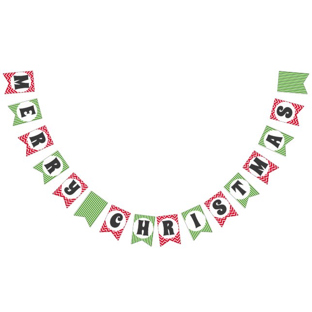 Merry Christmas chevron stripes design Bunting (All)