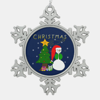 Merry Christmas - Chic Christmas, Advent Snowflake Pewter Christmas Ornament