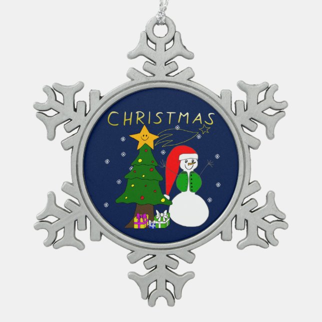 Merry Christmas - Chic Christmas, Advent Snowflake Pewter Christmas Ornament (Front)