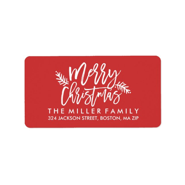 Merry Christmas Chic Hand Lettered Holiday Label (Front)