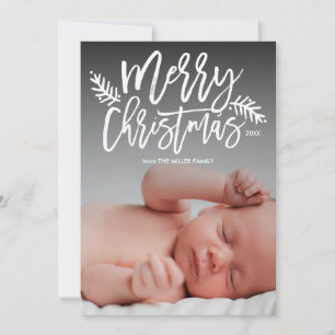 Merry Christmas Chic Hand Lettered Holiday Photo