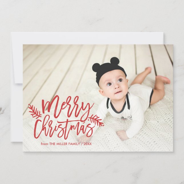 Merry Christmas Chic Hand Lettered Holiday Photo (Front)