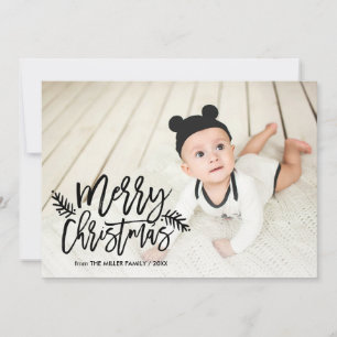 Merry Christmas Chic Hand Lettered Holiday Photo