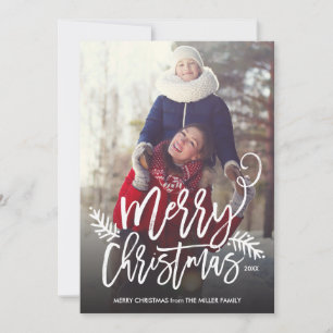 Merry Christmas Chic Hand Lettered Holiday Photo