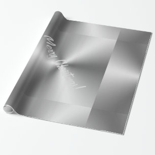 Merry Christmas Chic Metallic Silver Gift Wrapping Paper